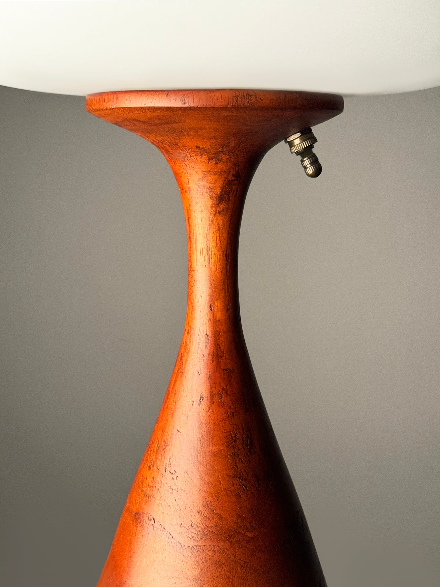 Flared Stemlite Table Lamp in Teak Wood Dark